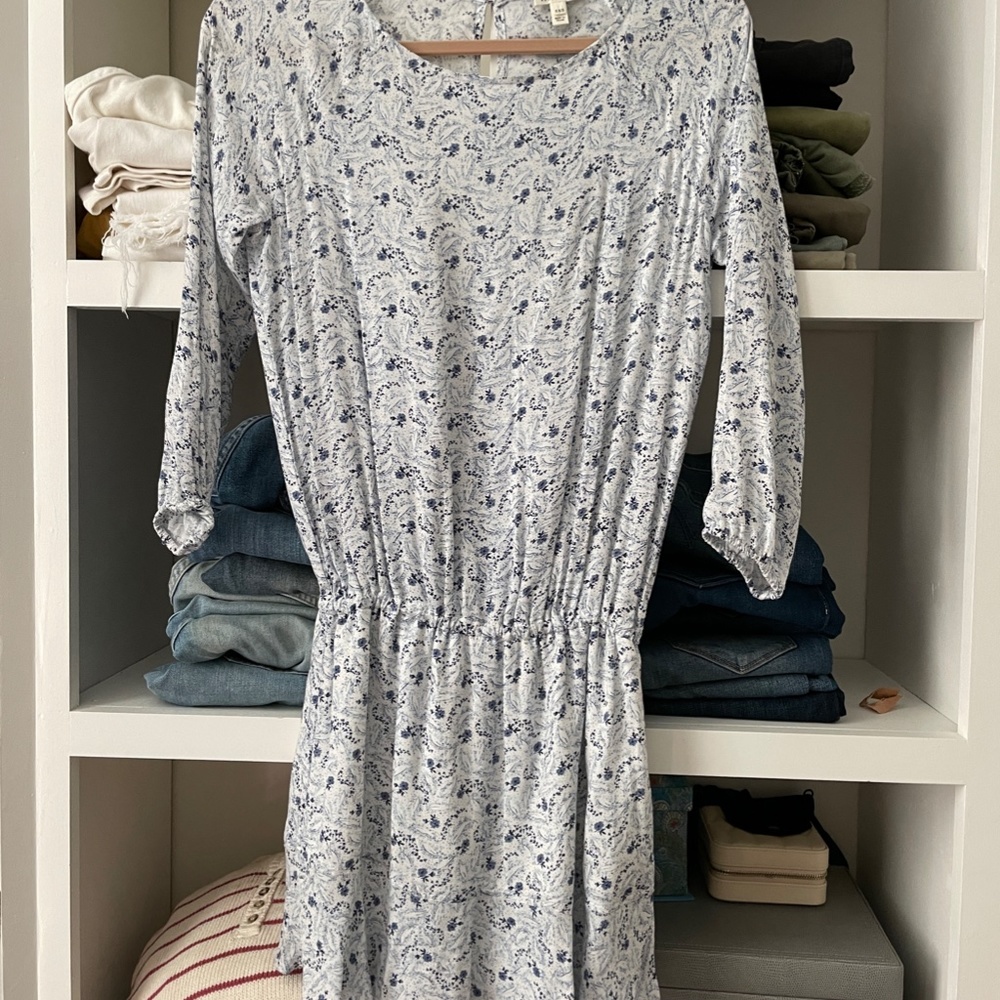 Silk blue and white dress